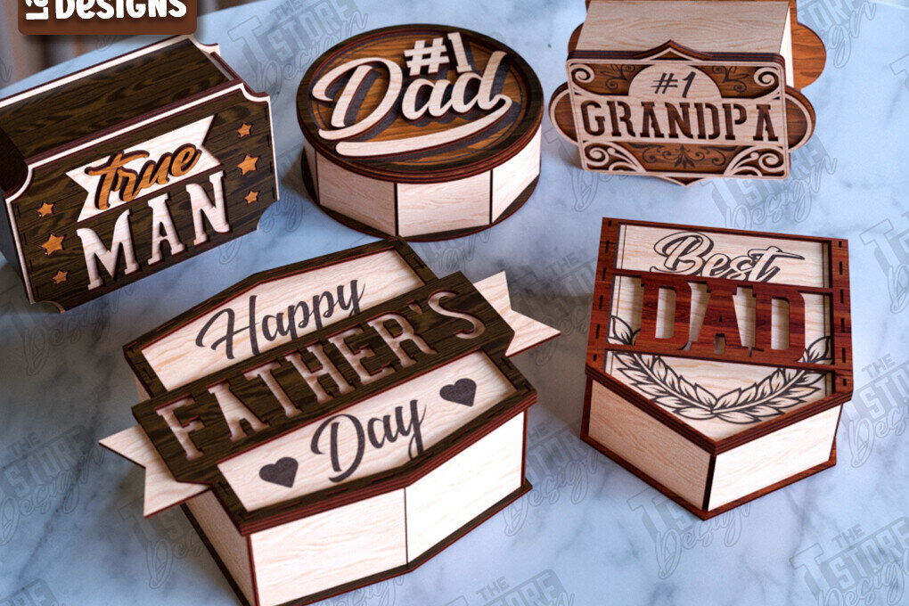 Σετ των 2 Intra απο ξύλο plywood 3mm-4mm πάχος - Πακέτο συσκευασίας δώρου για την ημέρα του πατέρα | Κουτί αποθήκευσης Δίασταση 15x15 cm INTRAFABR-119068662