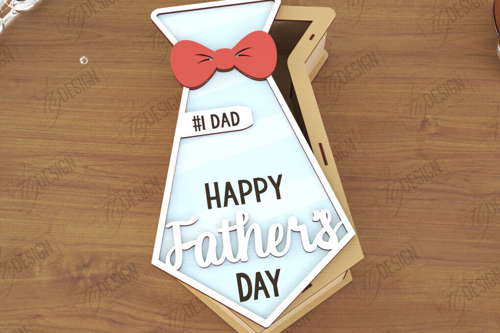 Σετ των 3 Intra απο ξύλο plywood 3mm-4mm πάχος - Κουτί δώρου για τη γιορτή του πατέρα | Κουτί σε σχήμα γραβάτας Δίασταση 15x15 cm INTRAFABR-119714576