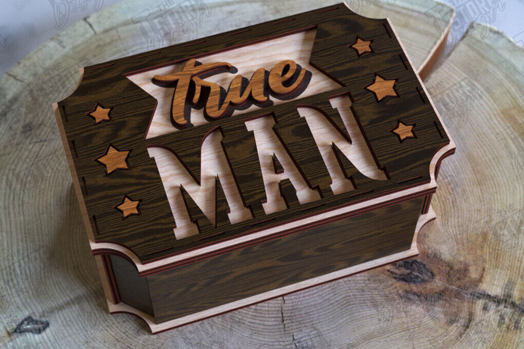 Σετ των 2 Intra απο ξύλο plywood 3mm-4mm πάχος - Κουτί δώρου για τη γιορτή του πατέρα | Ξύλινο κουτί δώρου Δίασταση 15x15 cm INTRAFABR-119068622