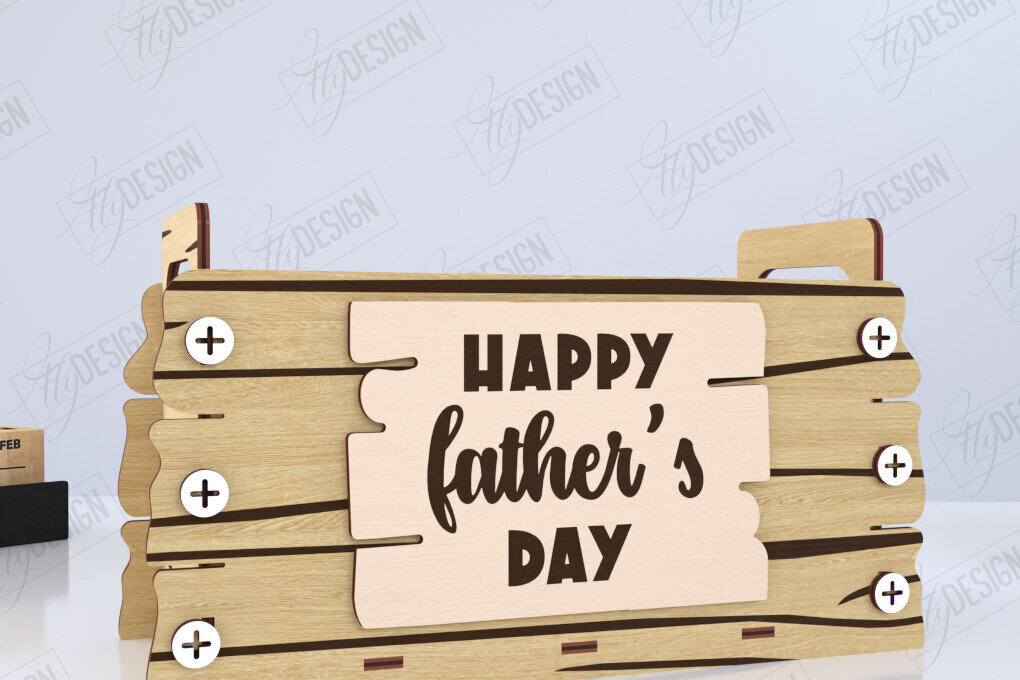 Σετ των 2 Intra απο ξύλο plywood 3mm-4mm πάχος - Κουτί δώρου για τη γιορτή του πατέρα | Ξύλινο κουτί δώρου Δίασταση 15x15 cm INTRAFABR-118751047