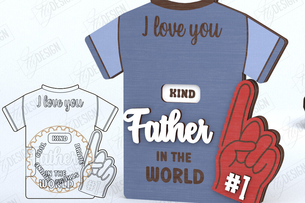 Σετ των 2 Intra απο ξύλο plywood 3mm-4mm πάχος - Ευχετήρια κάρτα για την Ημέρα του Πατέρα | Θαυμαστής του μπαμπά Δίασταση 10x15 cm INTRAFABR-119662730