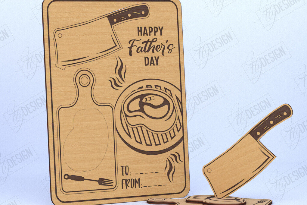 Σετ των 2 Intra απο ξύλο plywood 3mm-4mm πάχος - Ευχετήρια κάρτα για την Ημέρα του Πατέρα | Ιδέα δώρου Δίασταση 10x15 cm INTRAFABR-119536578