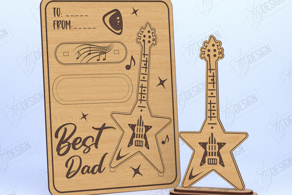 Σετ των 2 Intra απο ξύλο plywood 3mm-4mm πάχος - Ευχετήρια κάρτα για την Ημέρα του Πατέρα | Ιδέα δώρου Δίασταση 10x15 cm INTRAFABR-119536583