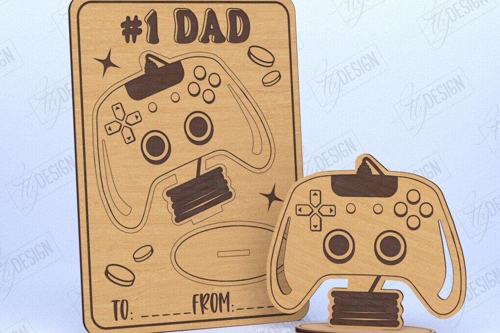 Σετ των 2 Intra απο ξύλο plywood 3mm-4mm πάχος - Ευχετήρια κάρτα για την Ημέρα του Πατέρα | Ιδέα δώρου Δίασταση 10x15 cm INTRAFABR-119536567