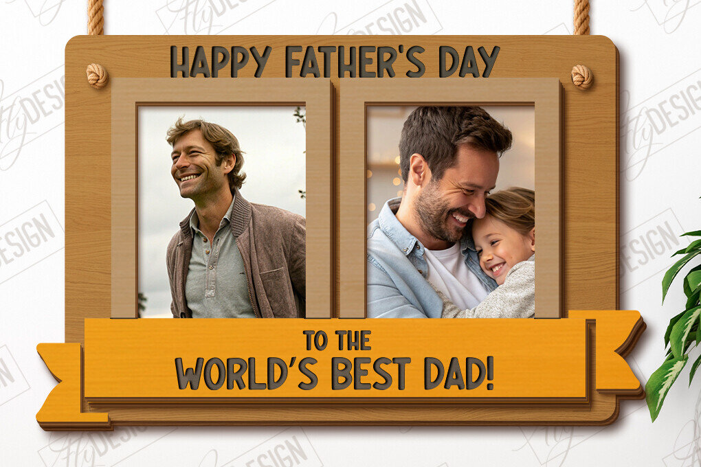 Σετ των 3 Intra απο ξύλο plywood 3mm-4mm πάχος - Κρεμαστές κορνίζες για τη γιορτή του πατέρα | Ιδέα δώρου Δίασταση 20x25 cm INTRAFABR-119251805