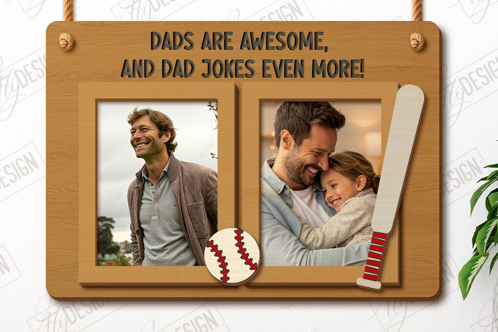 Σετ των 2 Intra απο ξύλο plywood 3mm-4mm πάχος - Κρεμαστές κορνίζες για τη γιορτή του πατέρα | Ιδέα δώρου Δίασταση 20x25 cm INTRAFABR-119251812