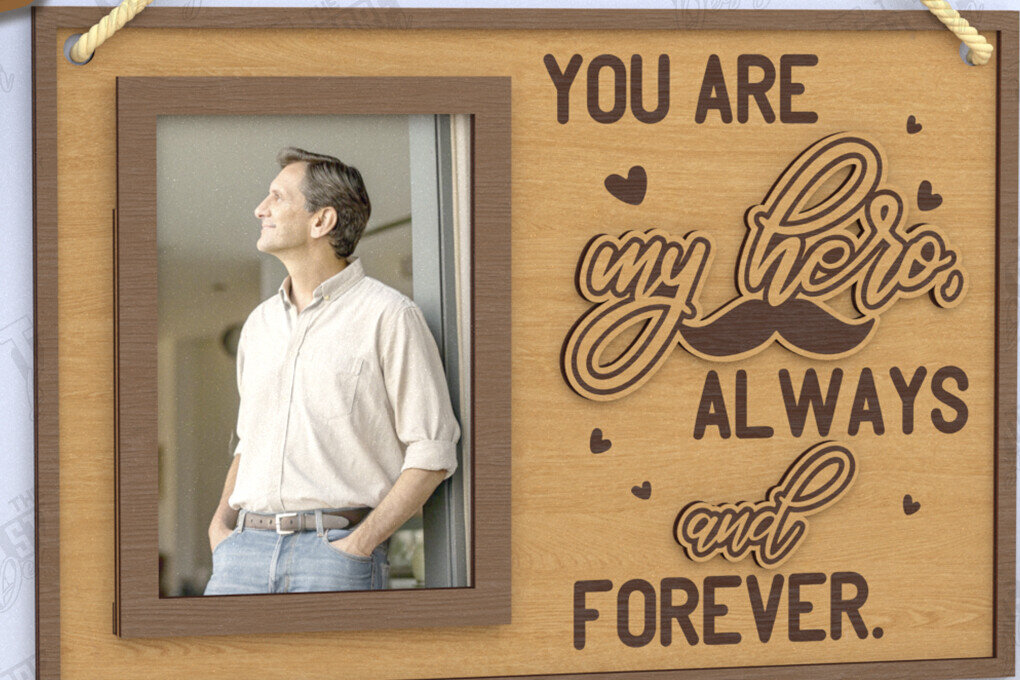 Σετ των 2 Intra απο ξύλο plywood 3mm-4mm πάχος - Κρεμαστές κορνίζες για τη γιορτή του πατέρα | Ιδέα δώρου Δίασταση 20x25 cm INTRAFABR-118948718