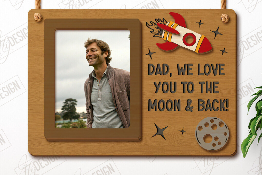 Σετ των 2 Intra απο ξύλο plywood 3mm-4mm πάχος - Κρεμαστές κορνίζες για τη γιορτή του πατέρα | Ιδέα δώρου Δίασταση 20x25 cm INTRAFABR-119069616