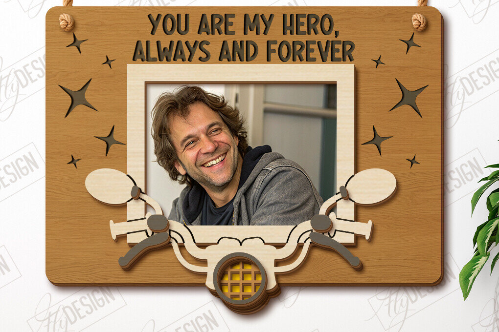 Σετ των 2 Intra απο ξύλο plywood 3mm-4mm πάχος - Κρεμαστές κορνίζες για τη γιορτή του πατέρα | Ιδέα δώρου Δίασταση 20x25 cm INTRAFABR-119069620