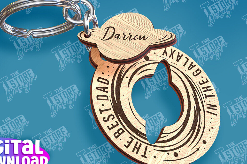 Σετ των 3 Intra απο ξύλο plywood 3mm-4mm πάχος - Σχέδιο κοπής με λέιζερ μπρελόκ για την ημέρα του πατέρα Δίασταση 4x4 cm INTRAFABR-95585324