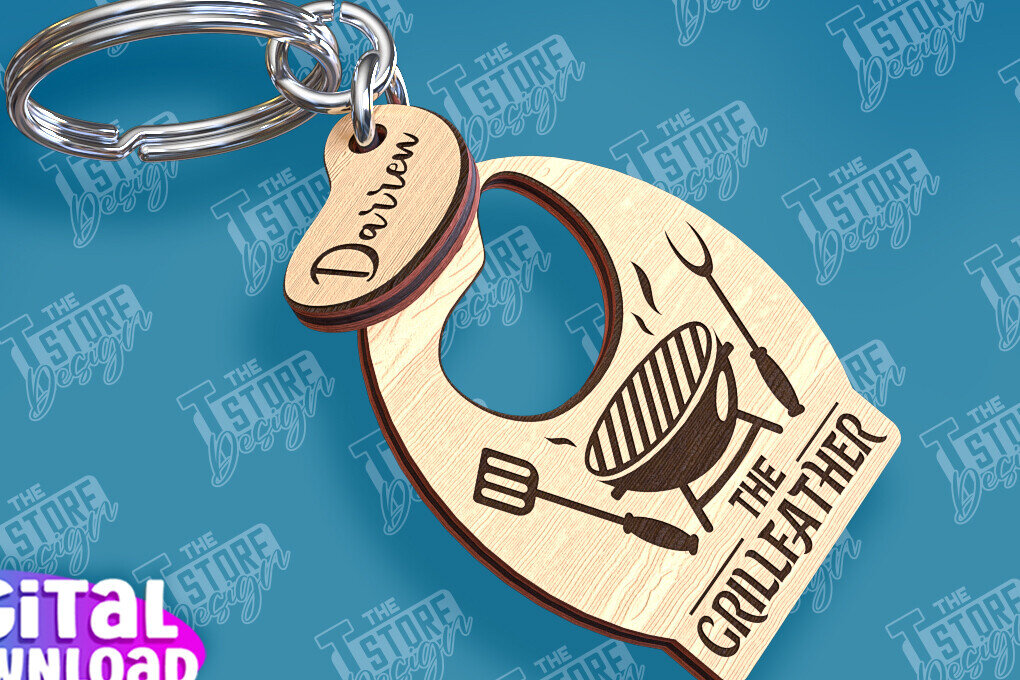 Σετ των 3 Intra απο ξύλο plywood 3mm-4mm πάχος - Σχέδιο κοπής με λέιζερ μπρελόκ για την ημέρα του πατέρα Δίασταση 4x4 cm INTRAFABR-95585345