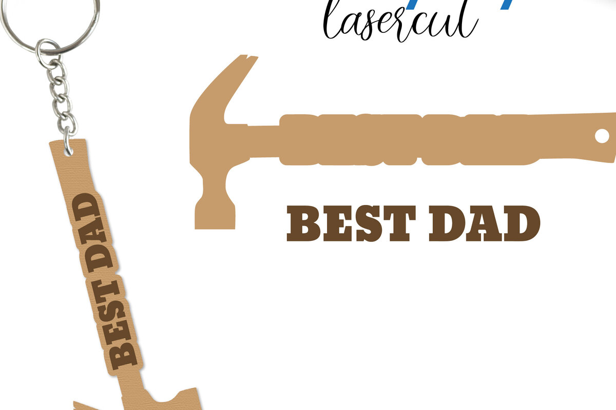 Σετ των 3 Intra απο ξύλο plywood 3mm-4mm πάχος - Μπρελόκ με λέιζερ για την ημέρα του πατέρα Δίασταση 4x4 cm INTRAFABR-123521826