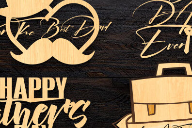 Σετ των 3 Intra απο ξύλο plywood 3mm-4mm πάχος - Μπρελόκ για την Ημέρα του Πατέρα Laser Cut  Δίασταση 4x4 cm INTRAFABR-70853730