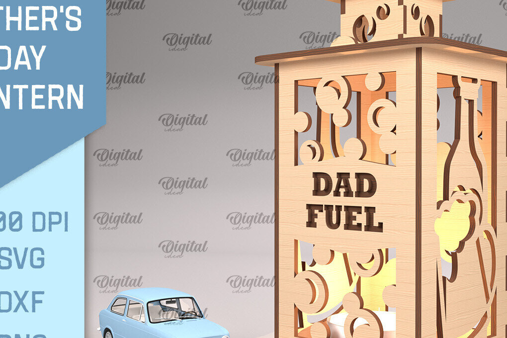 Σετ των 2 Intra απο ξύλο plywood 3mm-4mm πάχος - Φανάρι για την Ημέρα του Πατέρα  Cut Laser Δίασταση 30x20 cm INTRAFABR-93639223