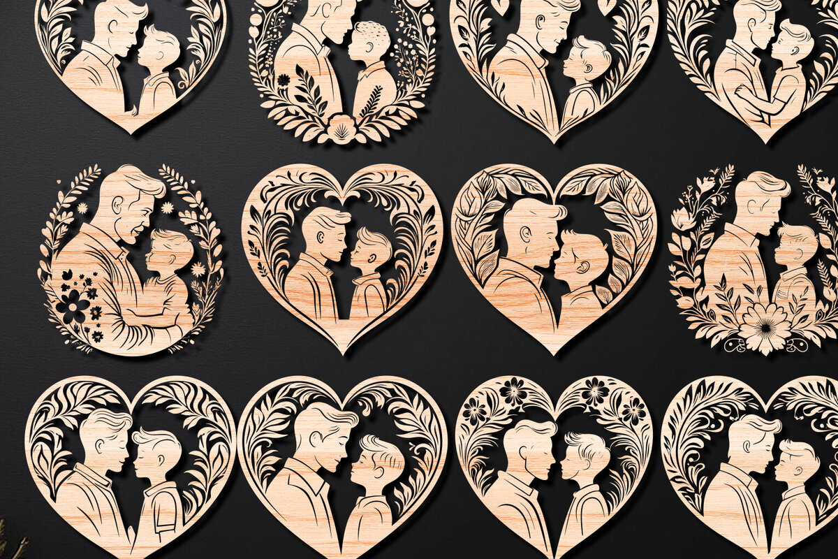 Σετ των 2 Intra απο ξύλο plywood 3mm-4mm πάχος - Ετικέτες δώρου για την Ημέρα του Πατέρα  Δίασταση 20x20 cm INTRAFABR-111905198