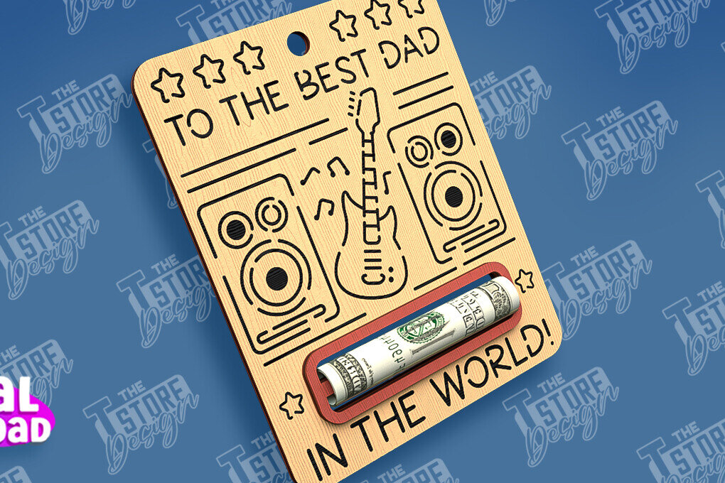 Σετ των 2 Intra απο ξύλο plywood 3mm-4mm πάχος - Χρηματική κάρτα για τη γιορτή του πατέρα | Ευχετήριες κάρτες Δίασταση 10x15 cm INTRAFABR-97088376