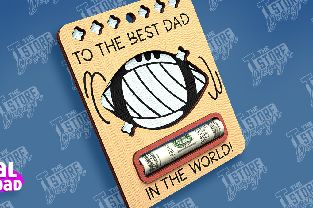 Σετ των 2 Intra απο ξύλο plywood 3mm-4mm πάχος - Χρηματική κάρτα για τη γιορτή του πατέρα | Ευχετήριες κάρτες Δίασταση 10x15 cm INTRAFABR-97088381