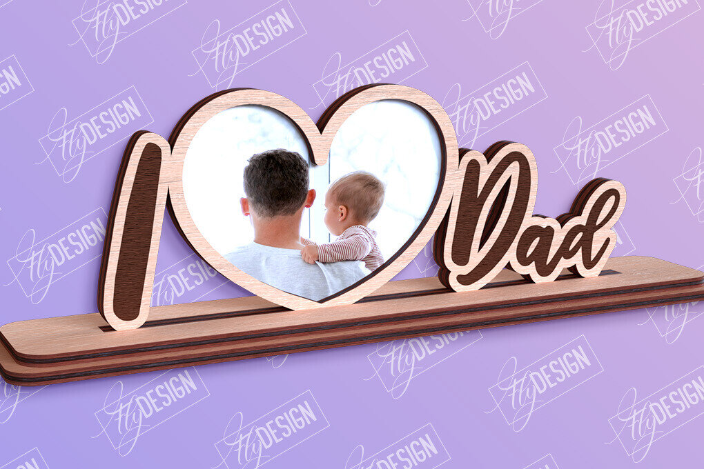 Σετ των 2 Intra απο ξύλο plywood 3mm-4mm πάχος - Κορνίζα για την Ημέρα του Πατέρα | Δώρο παππού Δίασταση 20x25 cm INTRAFABR-96212509