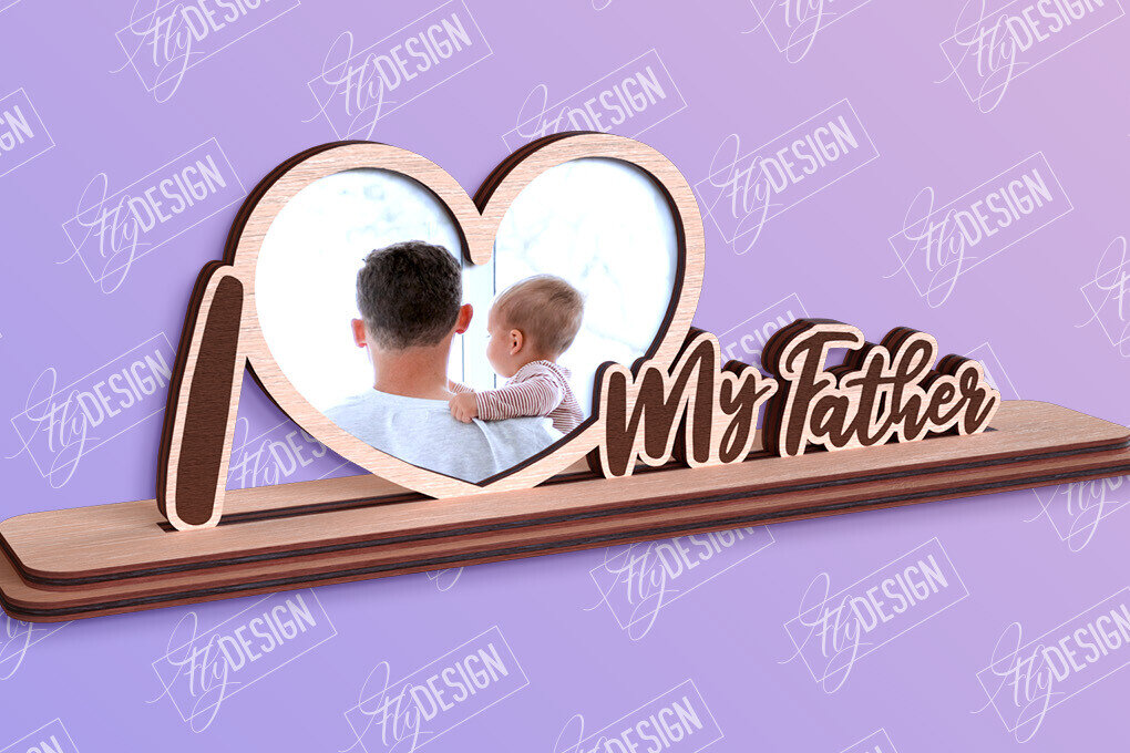 Σετ των 2 Intra απο ξύλο plywood 3mm-4mm πάχος - Κορνίζα για την Ημέρα του Πατέρα | Δώρο παππού Δίασταση 20x25 cm INTRAFABR-96212528