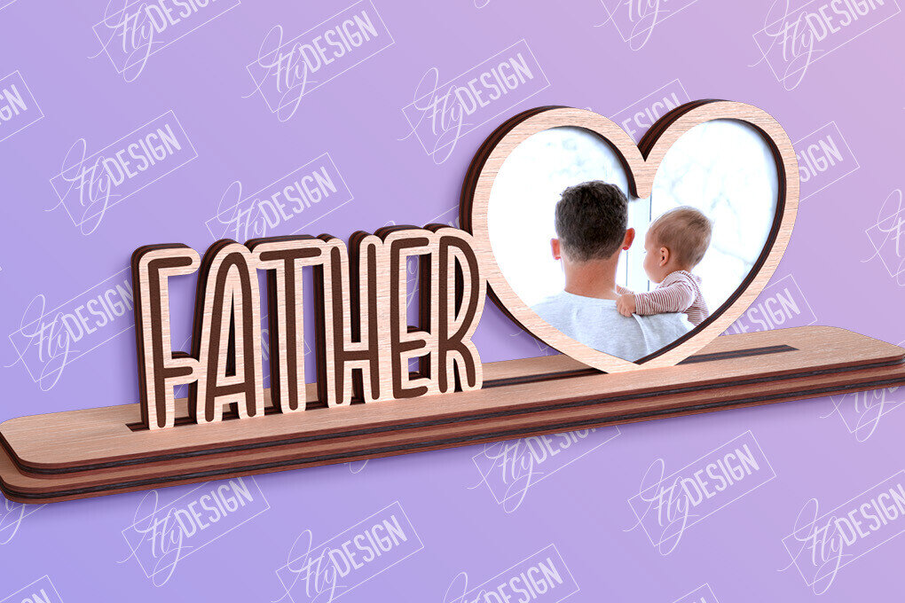 Σετ των 2 Intra απο ξύλο plywood 3mm-4mm πάχος - Κορνίζα για την Ημέρα του Πατέρα | Δώρο παππού Δίασταση 20x25 cm INTRAFABR-96212562