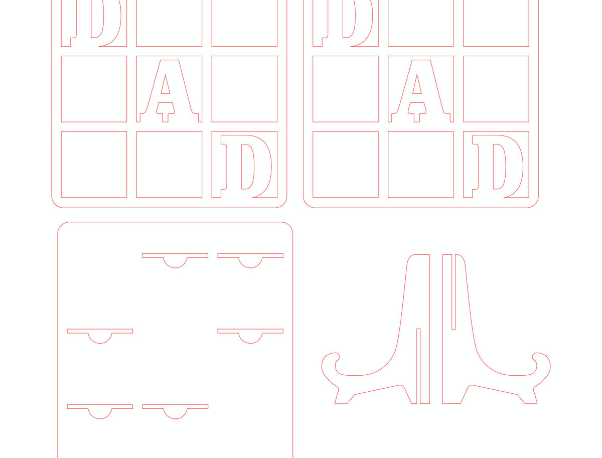 Σετ των 3 Intra απο ξύλο plywood 3mm-4mm πάχος -  κοπής με λέιζερ για κορνίζα για την ημέρα του πατέρα Δίασταση 20x25 cm INTRAFABR-118591916