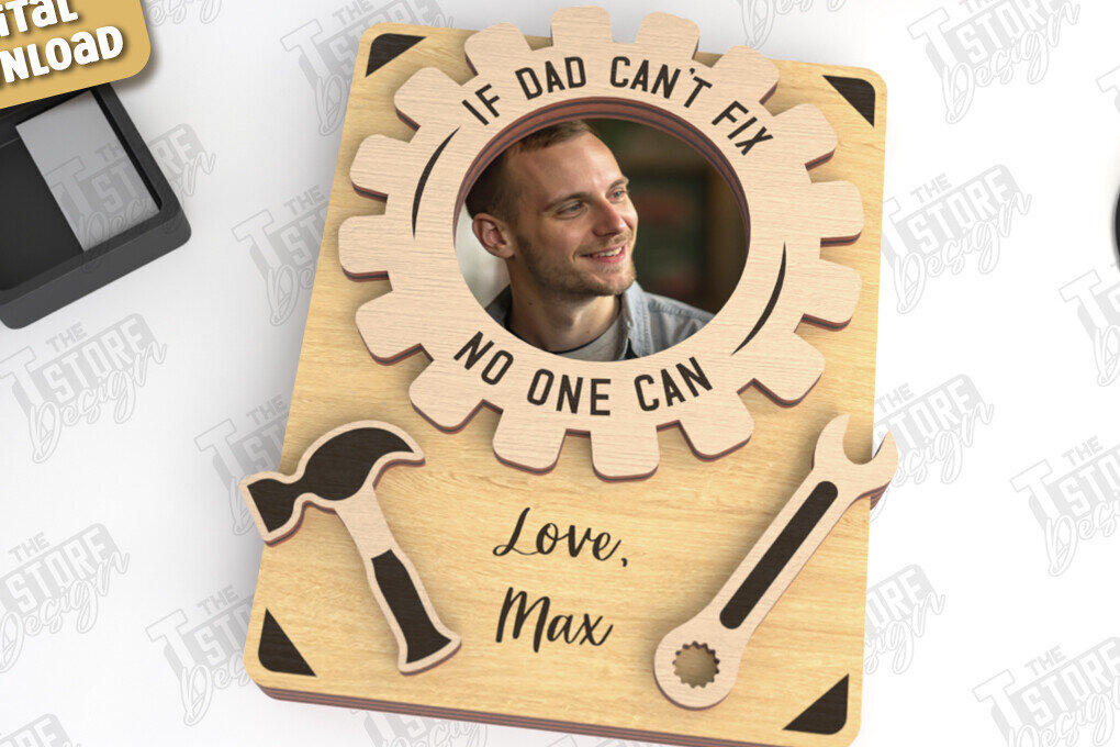 Σετ των 2 Intra απο ξύλο plywood 3mm-4mm πάχος - Μαγνήτης Φωτογραφίας για την Ημέρα του Πατέρα | Ιδέα δώρου Δίασταση 20x20 cm INTRAFABR-118890821