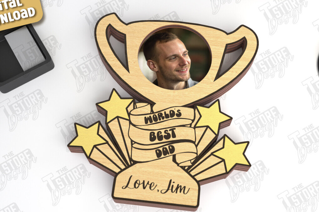 Σετ των 2 Intra απο ξύλο plywood 3mm-4mm πάχος - Μαγνήτης Φωτογραφίας για την Ημέρα του Πατέρα | Ιδέα δώρου Δίασταση 20x20 cm INTRAFABR-118752847