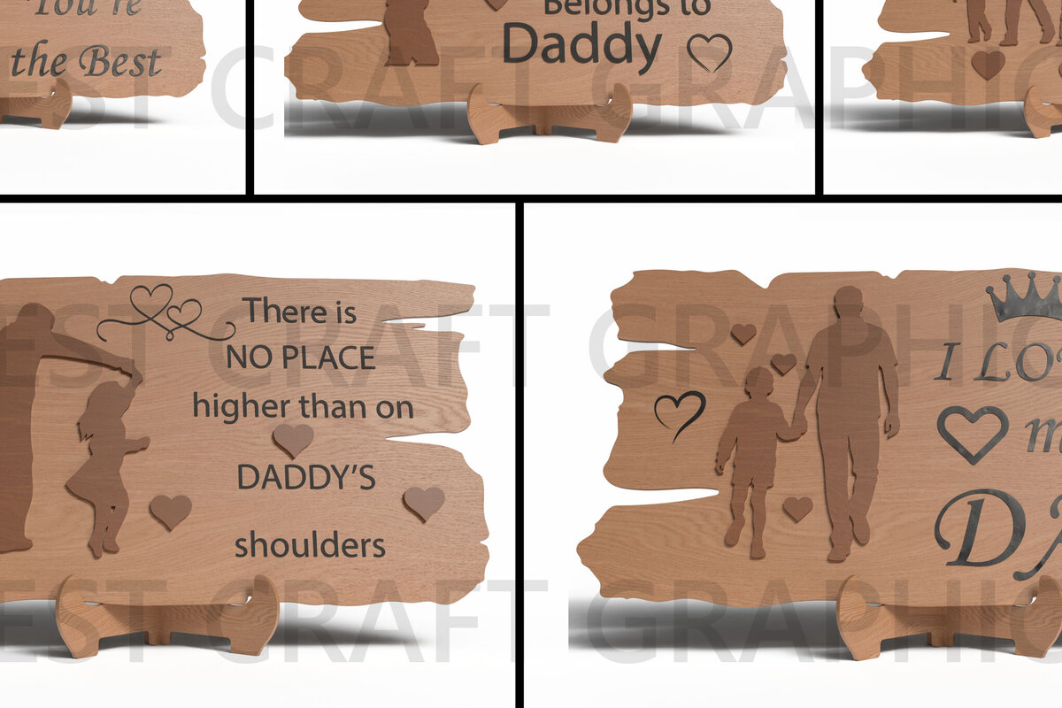 Σετ των 2 Intra απο ξύλο plywood 3mm-4mm πάχος - Απόσπασμα για την Ημέρα του Πατέρα Wood Signs  Δίασταση 20x20 cm INTRAFABR-122017138