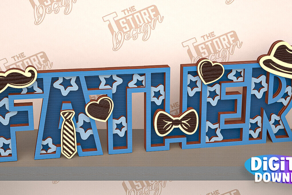 Intra απο ξύλο plywood 3mm-4mm πάχος - Πινακίδα ραφιού για τη γιορτή του πατέρα | τρισδιάστατη πινακίδα ραφιού Δίασταση 30x20 cm INTRAFABR-97099479