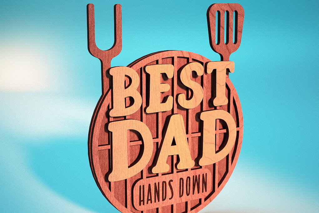 Σετ των 2 Intra απο ξύλο plywood 3mm-4mm πάχος - Πινακίδα για την Ημέρα του Πατέρα Laser Cut  | Εσχάρα Δίασταση 30x20 cm INTRAFABR-64199764