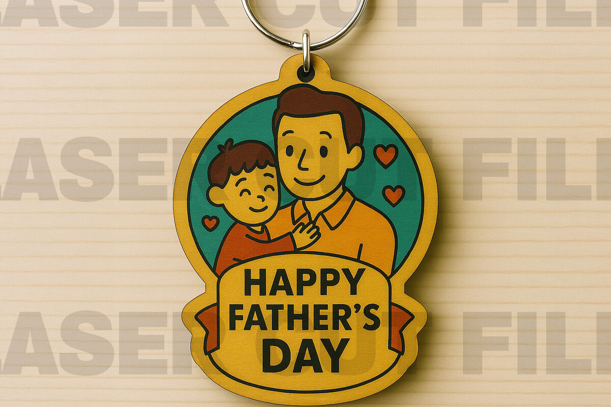 Σετ των 3 Intra απο ξύλο plywood 3mm-4mm πάχος - Μπρελόκ  για τη γιορτή του πατέρα Δίασταση 4x4 cm INTRAFABR-122244818