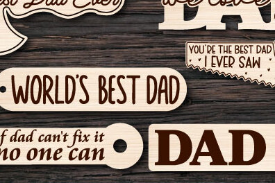 Σετ των 3 Intra απο ξύλο plywood 3mm-4mm πάχος - Ξύλινο μπρελόκ για τη γιορτή του πατέρα  Δίασταση 4x4 cm INTRAFABR-69850814