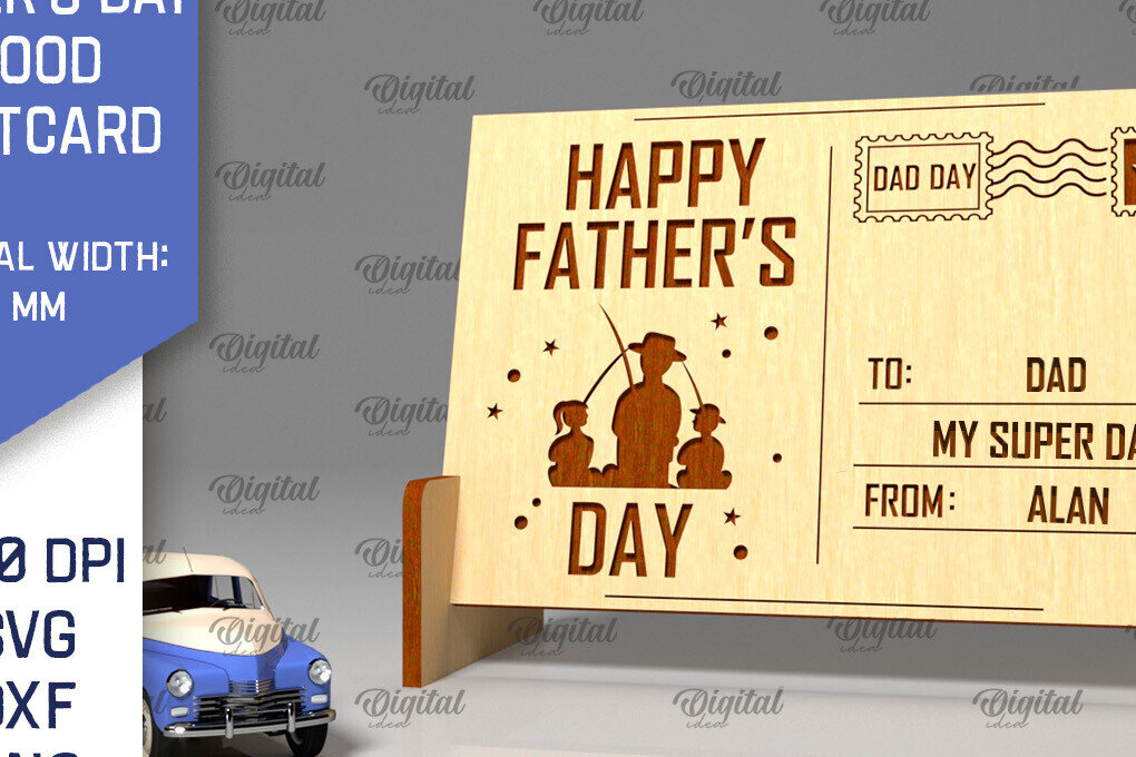 Intra απο ξύλο plywood 3mm-4mm πάχος - Κόψιμο με λέιζερ Ξύλινη Καρτ ποστάλ για την Ημέρα του Πατέρα Δίασταση 30x20 cm INTRAFABR-97081245