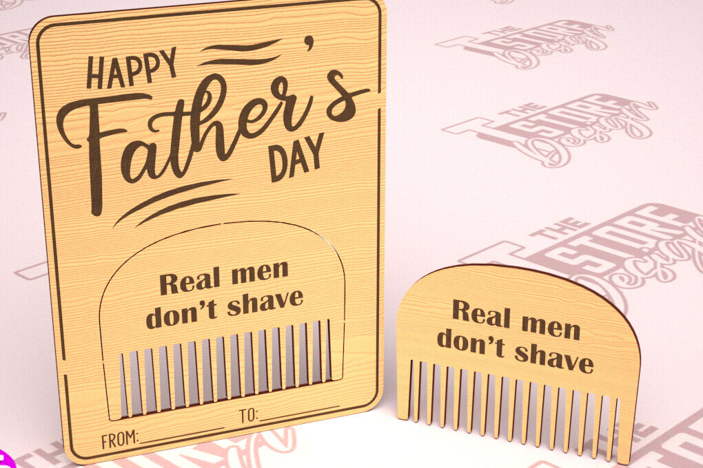 Σετ των 2 Intra απο ξύλο plywood 3mm-4mm πάχος - Ξύλινη κάρτα για τη γιορτή του πατέρα | Ευχετήρια κάρτα Δίασταση 10x15 cm INTRAFABR-97722458