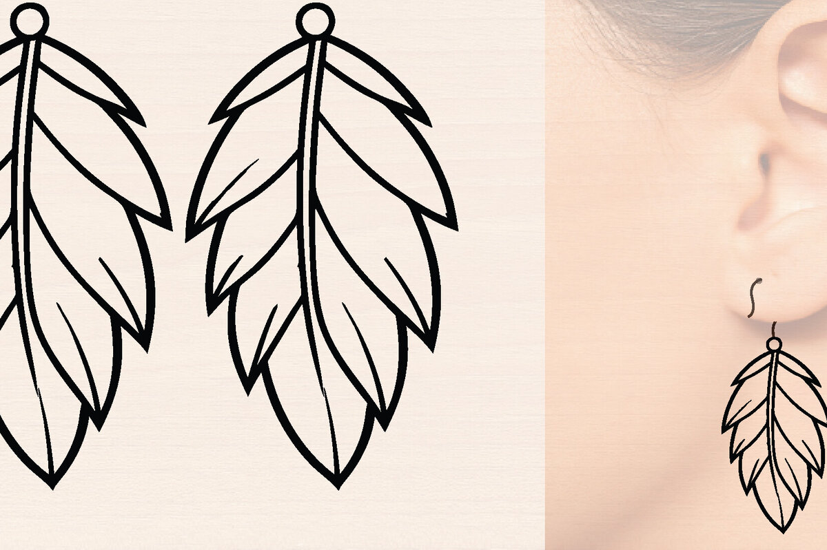 Σετ των 3 Intra απο ξύλο plywood 3mm-4mm πάχος - Ξύλινα σκουλαρίκια με πούπουλα με λέιζερ  Δίασταση 3x3 cm INTRAFABR-110221054