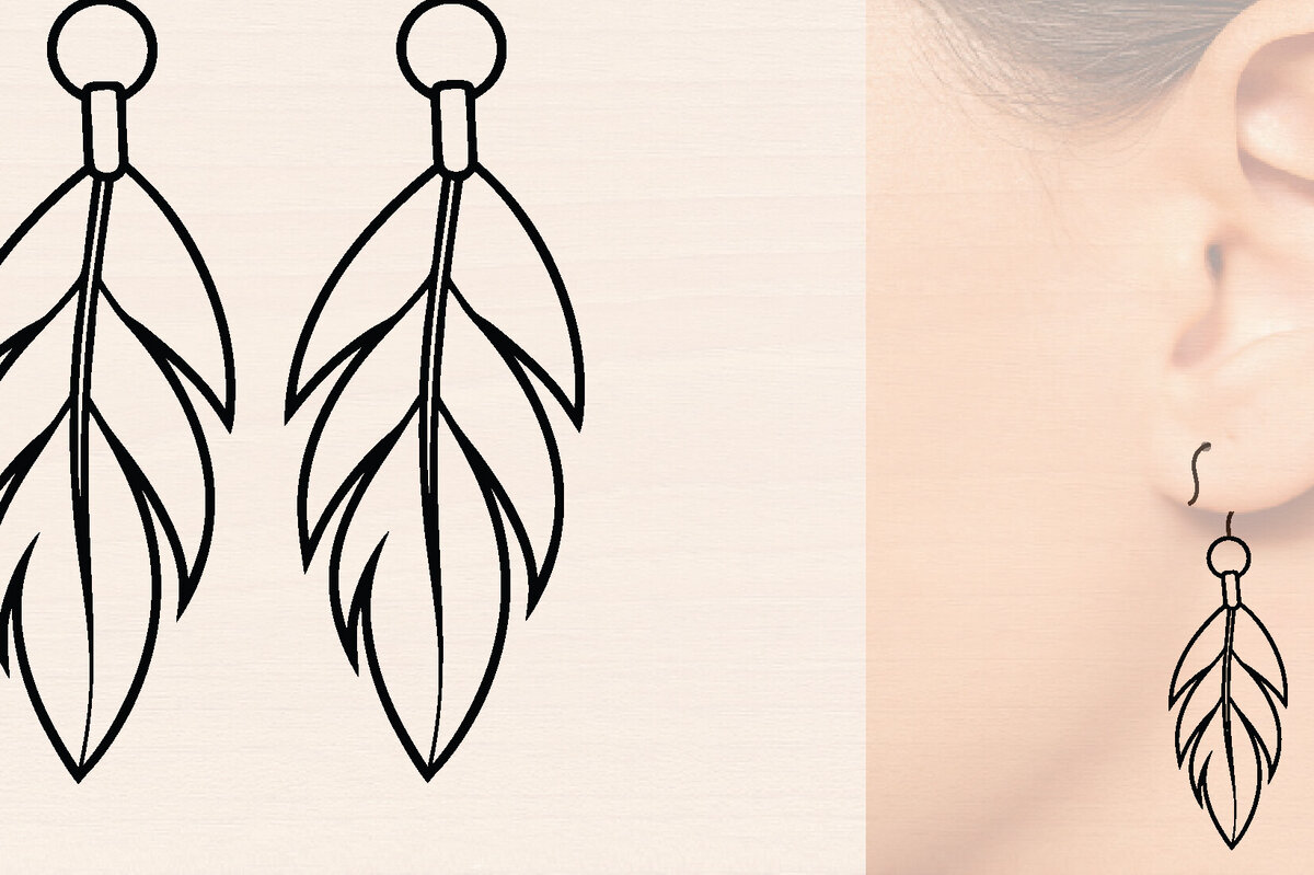 Σετ των 3 Intra απο ξύλο plywood 3mm-4mm πάχος - Ξύλινα σκουλαρίκια με πούπουλα με λέιζερ  Δίασταση 3x3 cm INTRAFABR-110221254