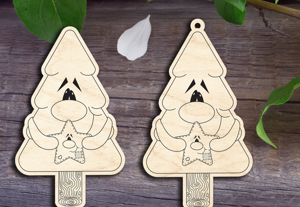 Σετ των 3 Intra απο ξύλο plywood 3mm-4mm πάχος - Φέργης το χριστουγεννιάτικο δέντρο Δίασταση 6x6 cm INTRAFABR-29873403