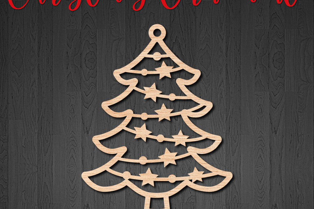 Σετ των 3 Intra απο ξύλο plywood 3mm-4mm πάχος - Χριστουγεννιάτικο στολίδι έλατου  Δίασταση 6x6 cm INTRAFABR-110929498