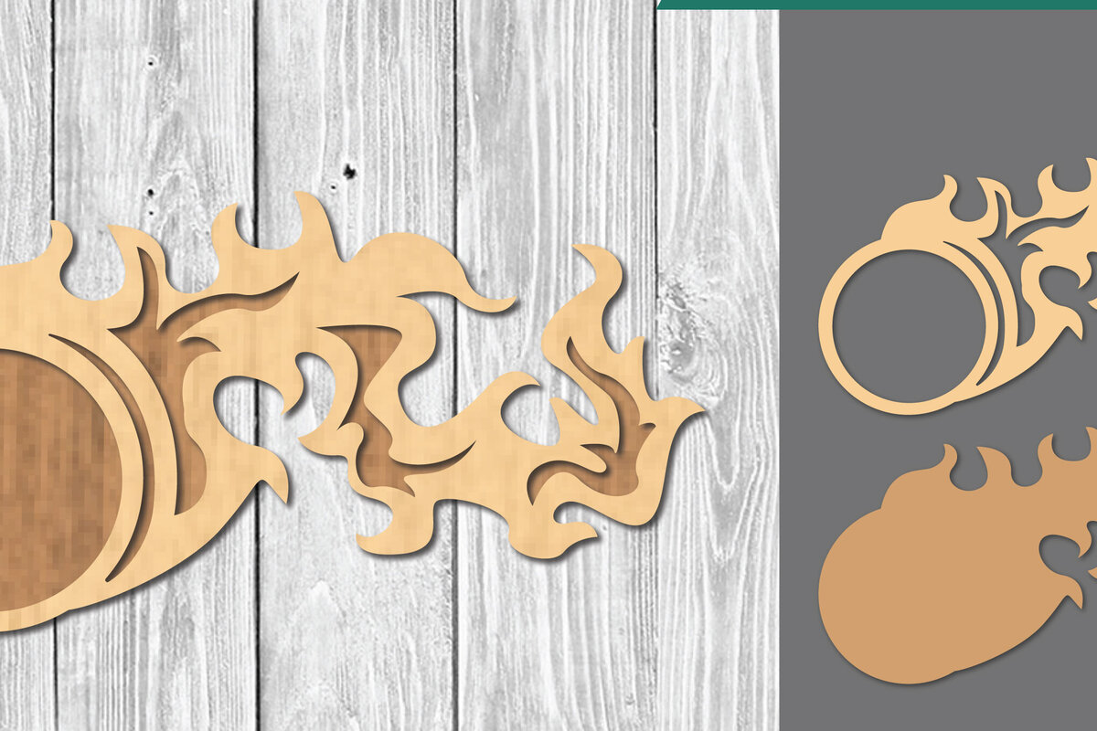 Σετ των 2 Intra απο ξύλο plywood 3mm-4mm πάχος - Διακόσμηση κοπής με λέιζερ Fire Ball  Δίασταση 20x20 cm INTRAFABR-109409984