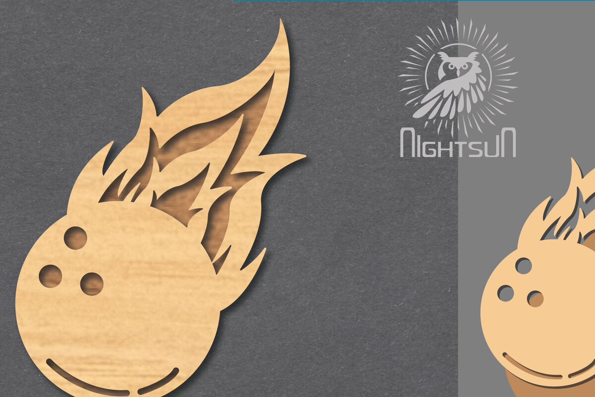 Intra απο ξύλο plywood 3mm-4mm πάχος - Διακόσμηση κοπής με λέιζερ μπάλα μπόουλινγκ με φωτιά Δίασταση 20x20 cm INTRAFABR-119874439