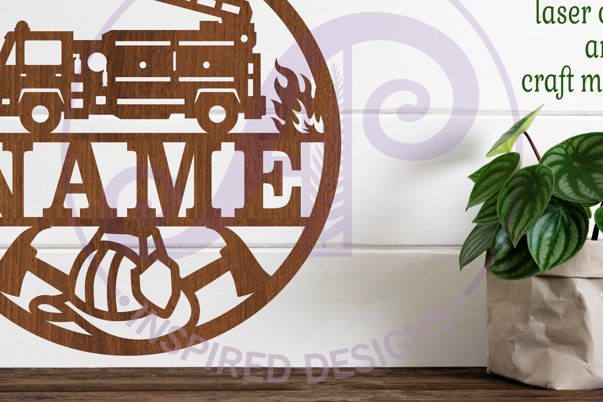 Intra απο ξύλο plywood 3mm-4mm πάχος - Πινακίδα ονόματος πυροσβέστη  Laser Cut Δίασταση 30x20 cm INTRAFABR-89399236