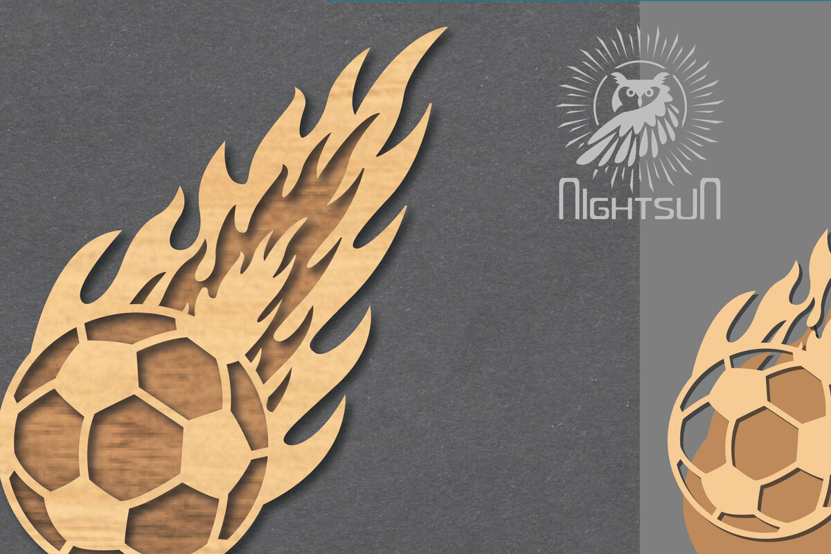 Intra απο ξύλο plywood 3mm-4mm πάχος - Διακόσμηση κοπής με λέιζερ Fire Football  Δίασταση 20x20 cm INTRAFABR-119874452