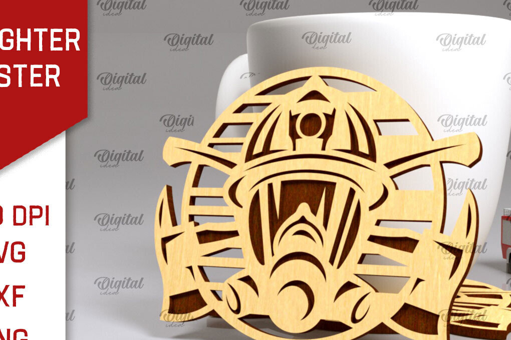 Σετ των 2 Intra απο ξύλο plywood 3mm-4mm πάχος - Σχέδιο κοπής με λέιζερ σουβέρ πυροσβέστης Δίασταση 30x20 cm INTRAFABR-100378468