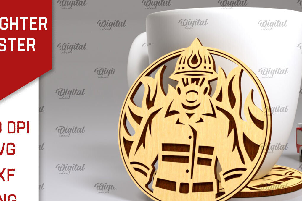 Intra απο ξύλο plywood 3mm-4mm πάχος - Σχέδιο κοπής με λέιζερ σουβέρ πυροσβέστης Δίασταση 30x20 cm INTRAFABR-100378535