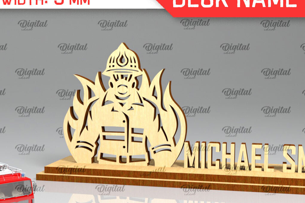 Intra απο ξύλο plywood 3mm-4mm πάχος - Πλακέτα ονόματος γραφείου πυροσβεστική  Δίασταση 30x20 cm INTRAFABR-98652208