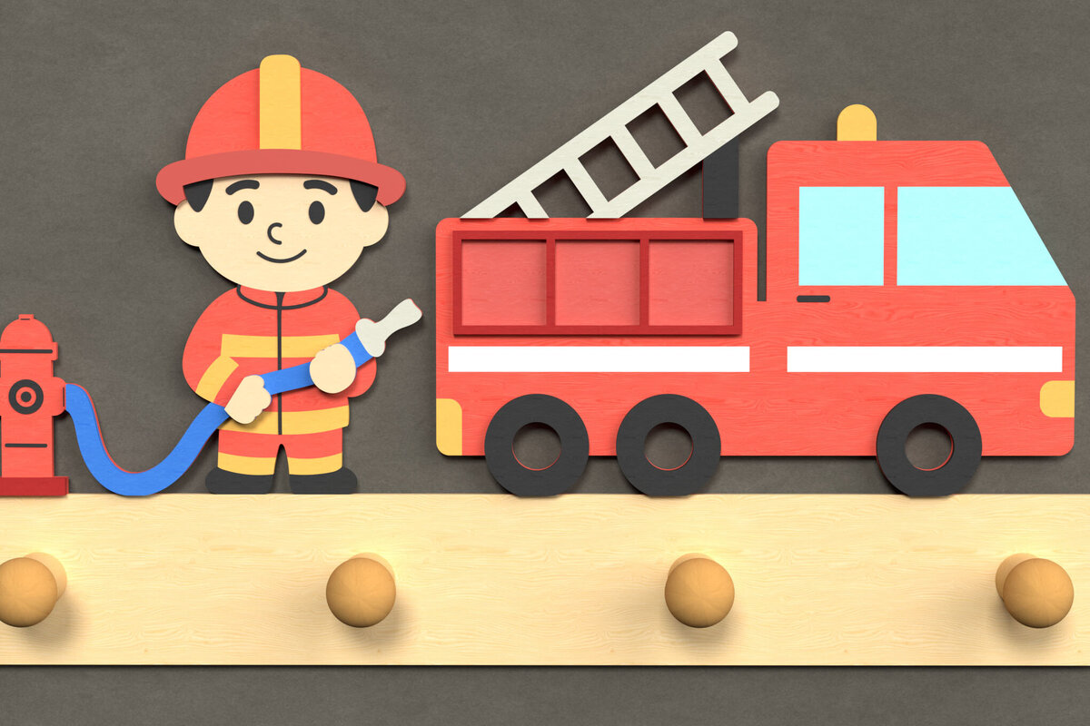 Σετ των 3 Intra απο ξύλο plywood 3mm-4mm πάχος - Πυροσβεστικός γάντζος τοίχου  – Layered Δίασταση 6x6 cm INTRAFABR-124820464