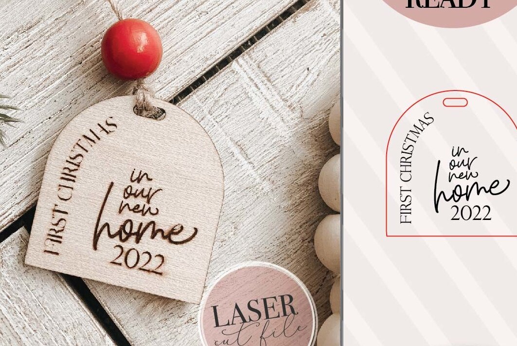 Σετ των 3 Intra απο ξύλο plywood 3mm-4mm πάχος - Πρώτα Χριστούγεννα στο Σπίτι Μας Στολίδι  Δίασταση 6x6 cm INTRAFABR-72015325