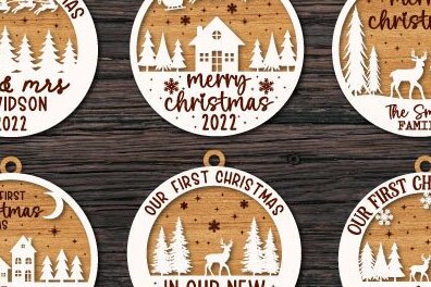 Σετ των 3 Intra απο ξύλο plywood 3mm-4mm πάχος - Πρώτη δέσμη Χριστουγεννιάτικων στολιδιών Δίασταση 6x6 cm INTRAFABR-40877751