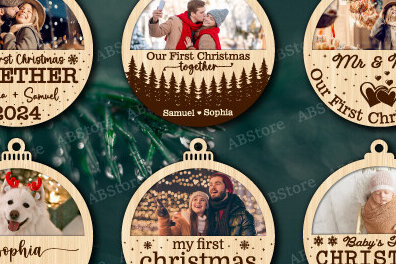 Σετ των 3 Intra απο ξύλο plywood 3mm-4mm πάχος - Πρώτη δέσμη χριστουγεννιάτικων στολιδιών φωτογραφιών Δίασταση 6x6 cm INTRAFABR-105500302