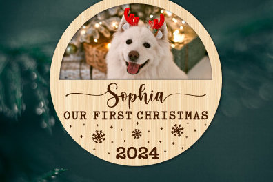 Σετ των 3 Intra απο ξύλο plywood 3mm-4mm πάχος - Πρώτη Χριστουγεννιάτικη Φωτογραφία Στολίδι  Δίασταση 6x6 cm INTRAFABR-105500154